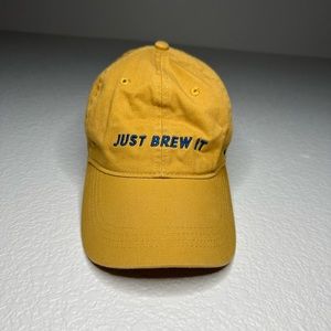 Dutch Bros Trucker Hat Just Brew It in Mustard Yellow
